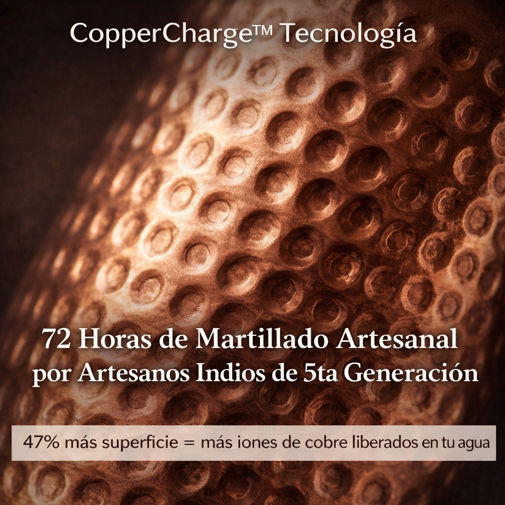 Botella de Cobre Puro Certificado — Edición V2 Martillada a Mano